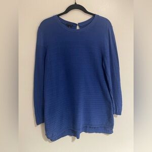 Talbots Blue Minimalist Tunic Blouse L Long Sleeve Relaxed Fit Workwear Classic
